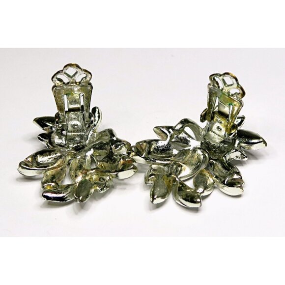 Vintage Laurel Leaf Clip-On Earrings - 1.25" Silver-Tone Mid-Century Statement - Picture 5 of 5